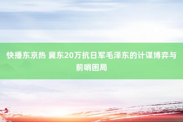 快播东京热 冀东20万抗日军毛泽东的计谋博弈与前哨困局