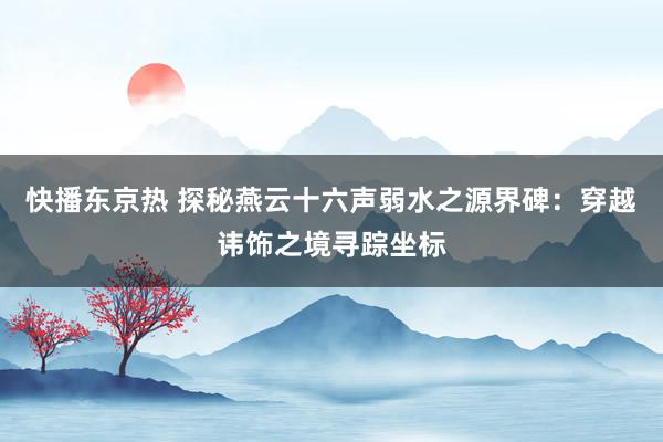 快播东京热 探秘燕云十六声弱水之源界碑：穿越讳饰之境寻踪坐标